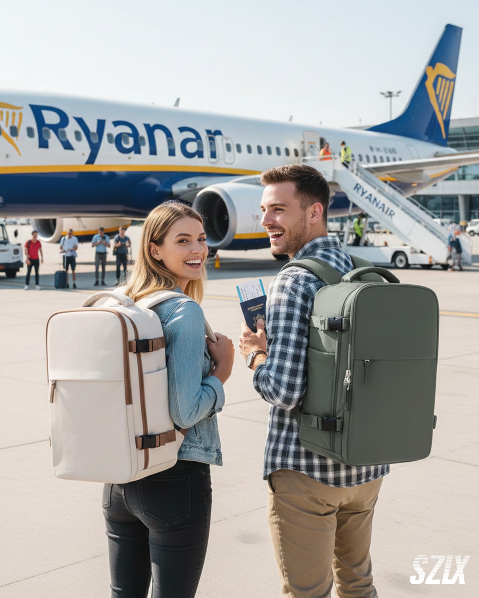 SZLX Plecak Próżniowy Bagaż Podręczny Dla Kobiet, Plecak Z Poduszką i Systemem Próżniowym Do Podróży, Plecak Podróżny Ryanair W Rozmiarze Kabinowym Z Pompką, Wodoodporna Walizka Próżniowa Dla Mężczyzn