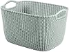 CURVER Square Basket, Blue, 4.9 gal 19 L, Knit Storage Basket, Laundry Basket, Laundry Basket, Laundry Hamper, Stylish, Durable, Scandinavian Linen-Like Texture, Environmentally Friendly