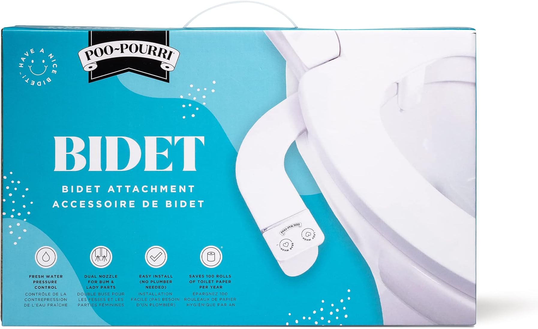 Poo Pourri Bidet, fresh + clean for in-between, White