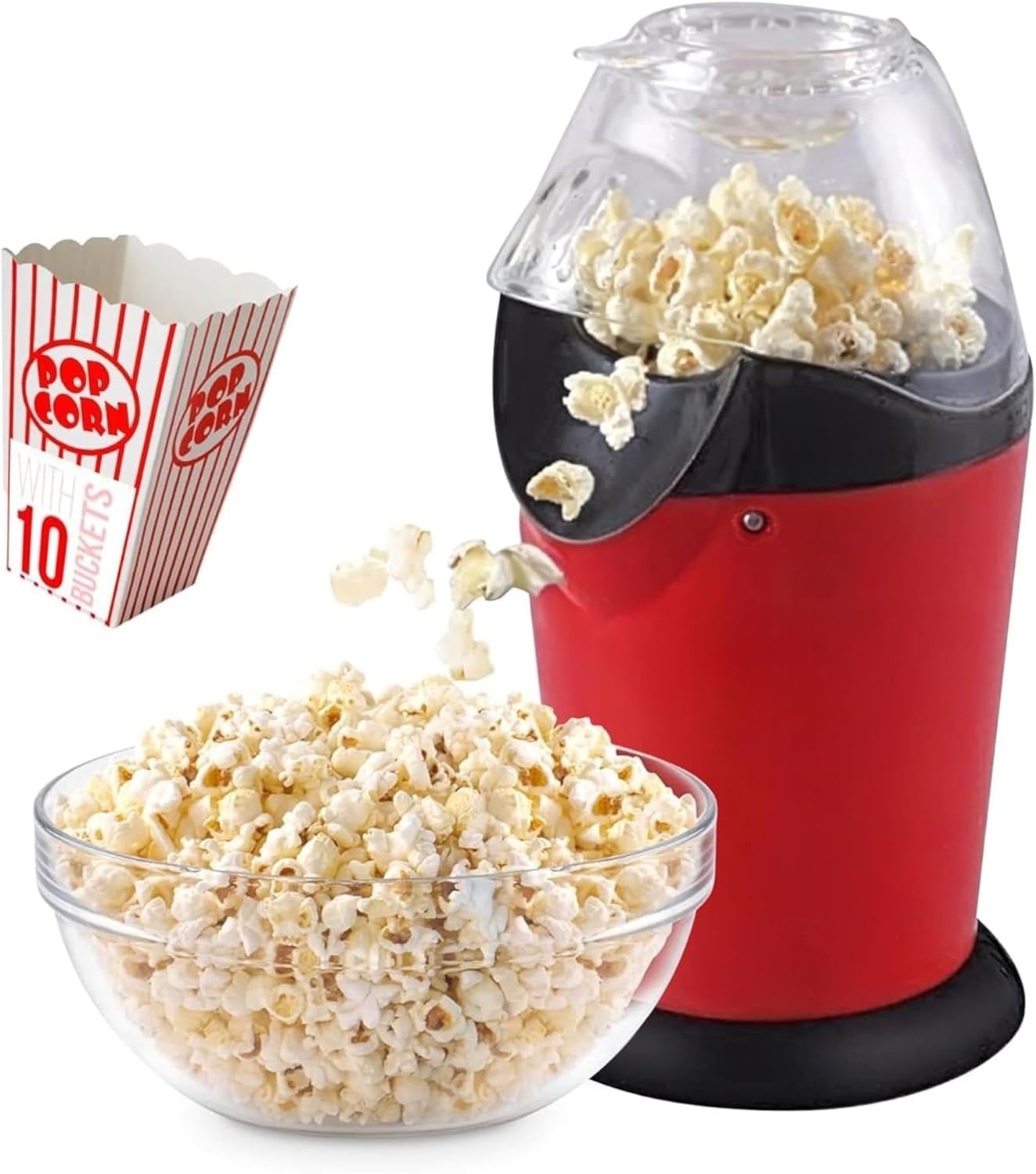 HB PLUS Quick & Easy Hot Air Popcorn Popper Maker 1200W | Oil-Free, Healthy Snack Maker for Kids & Adults | Easy One-Touch Operation Fast | Popper for Home, Movie Nights, Parties-image-31