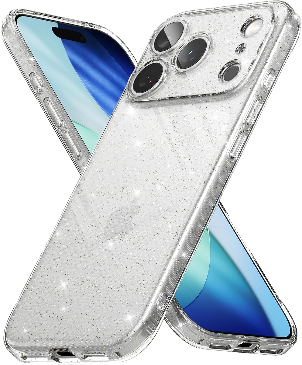 Ringke for iPhone 17 Pro Max Case [Air Glitter Clear] | No-Case Feel, Slim Cute Flexible Lightweight Thin Sparkly Cover for Women, Men