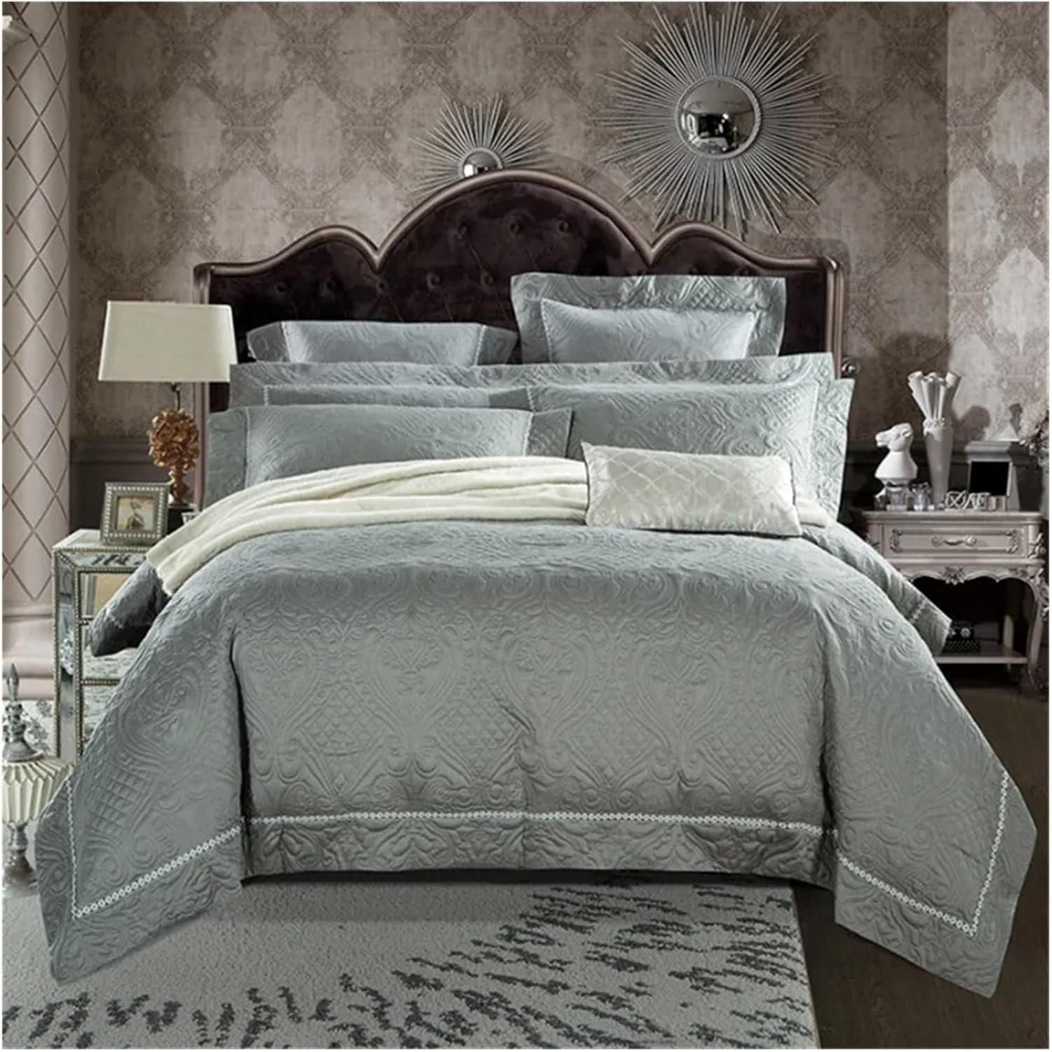 Bed, Egyptian Cotton Pure Color Bedding Set 4Pieces Queen Size Bedroom Duvet Quilt Cover Set bedcover Bedspread Pillowcase