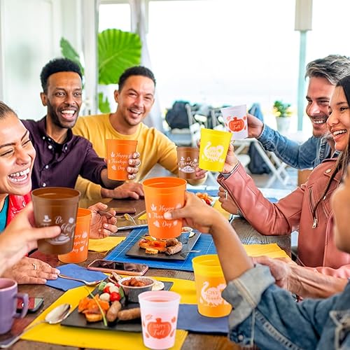 Miniatura 4 de Tioncy Vasos de plástico reutilizables de Acción de Gracias de 12 onzas a granel, tazas de estadio de Acción de Gracias, suministros de fiesta de