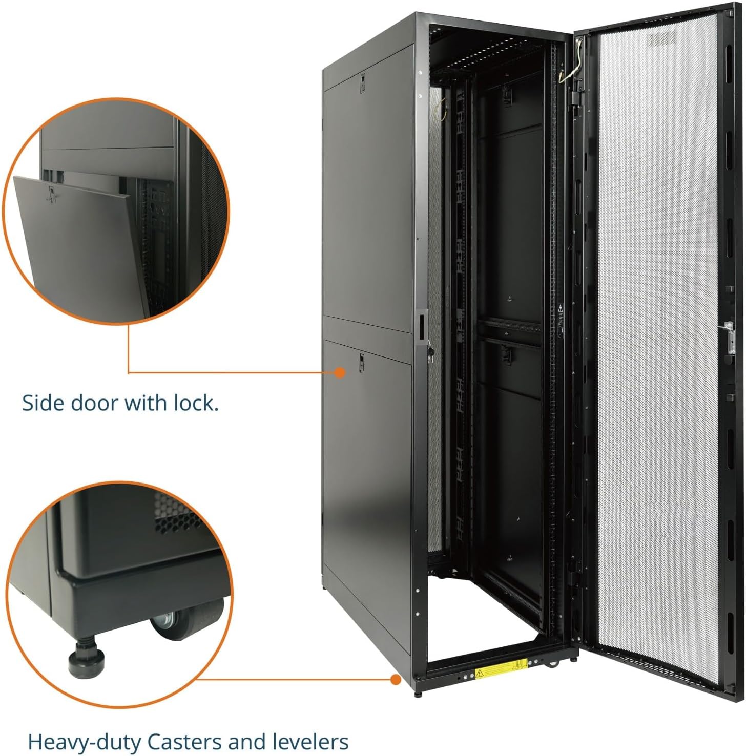 Tecmojo 48U Server Rack Cabinet - PRE-Assembled 24inch Width 48inch Depth IT Network Equipment Cabinet Rack Enclosure with Casters - 3000lbs Weight Capacity(06Black)