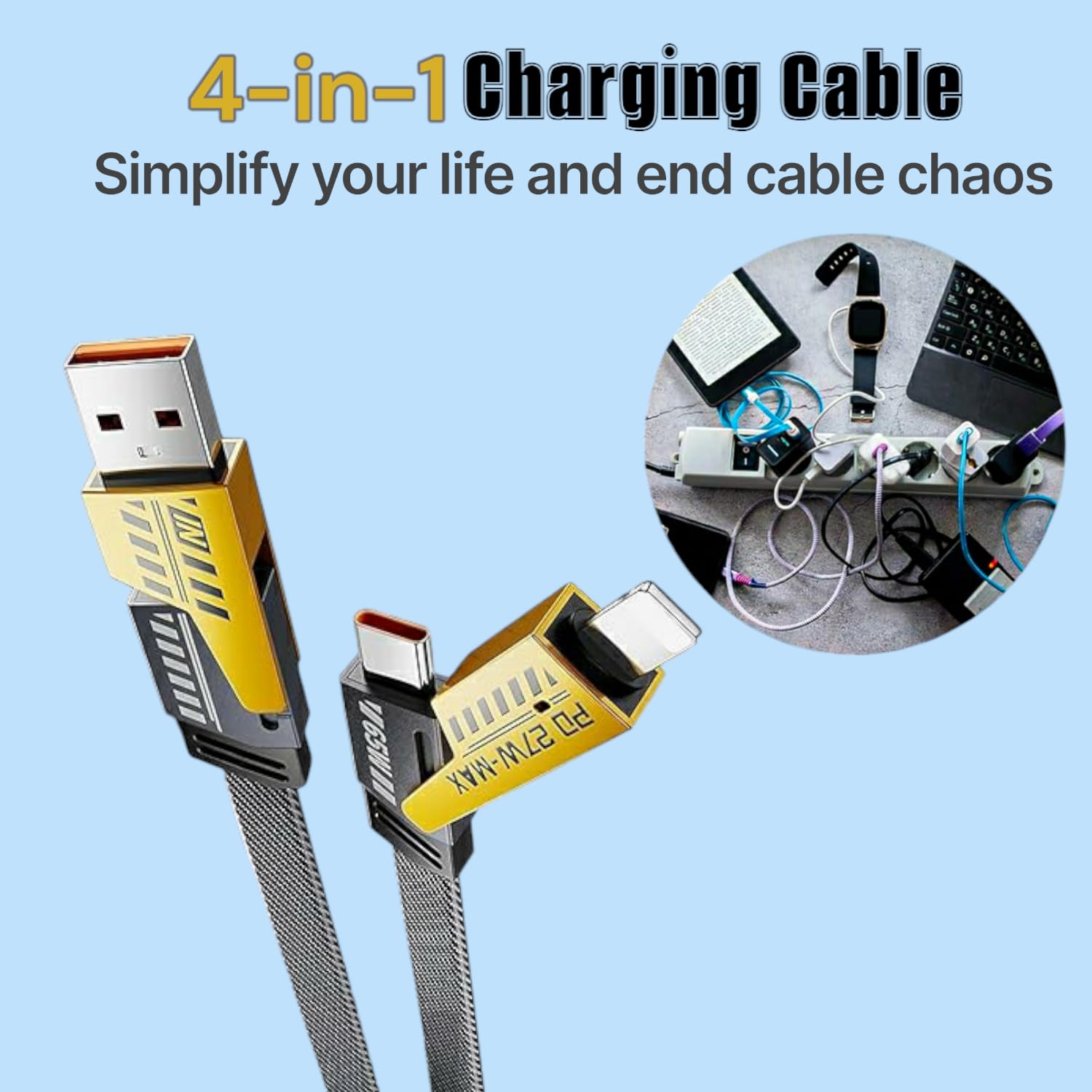 Cavo USB-C a ricarica rapida, 65 W, 1,5 m, cavo intrecciato per laptop, iPhone, iPad, MacBook, dispositivi Samsung