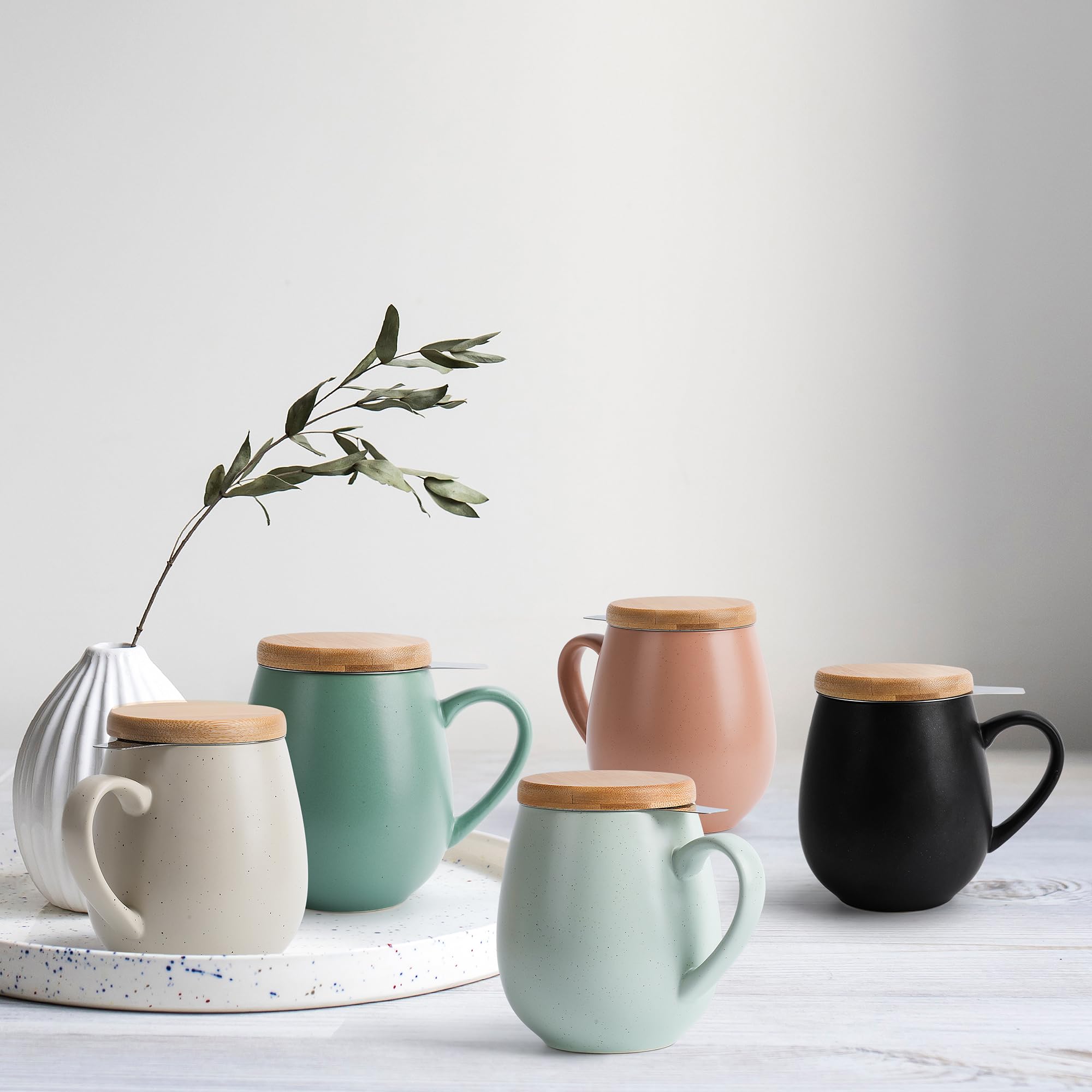 Tazza da tè con coperchio e colino – 550 ml – grande tazza da tè con filtro – tazza XXL con coperchio – tazza da tè grande – tazza grande – accessori per tè