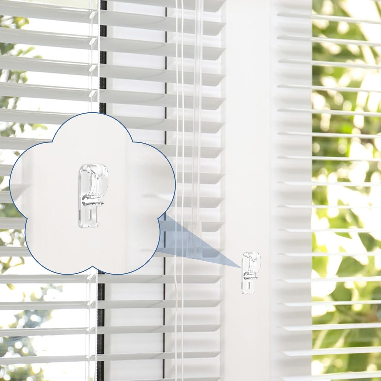 60Pcs Roller Shade Clear Saftey Chain and Cord Guide, Bulk Fixation Hook P Clip Blind Cord Holder, for Roller Vertical and Roman Shades and Bead Chain Tension Device