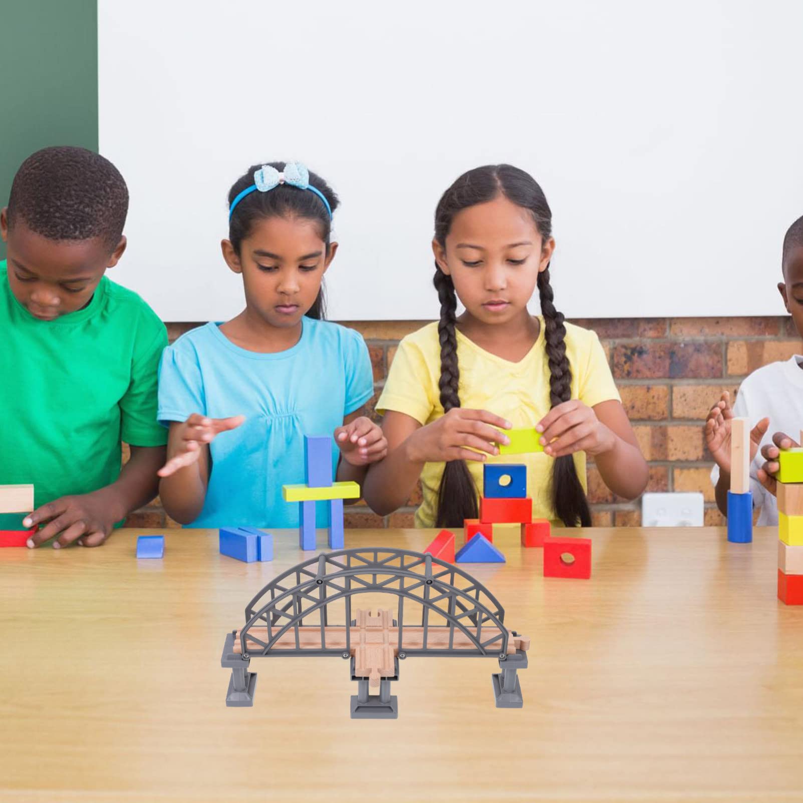 ibasenice Accesorio De Vía De Tren para Niños Puente De Tren De Juguete Compatible con Pistas De Madera para Desarrollo Creativo Y Juego Educativo 12.40X6.69X5.11 Pulgadas