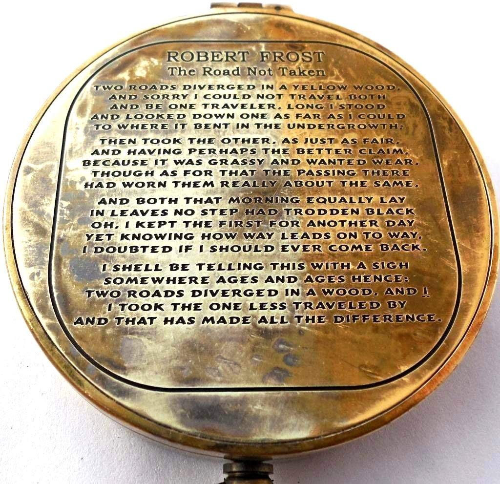 NauticalMart Brass Compass Vintage Robert Frost Poem Antique Gifts