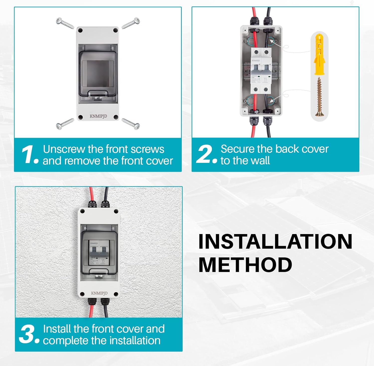 Solar Panel Disconnect Switch 10A 2P 400V DC/AC Breaker Disconnect Box Outdoor Breaker Box Suitable for photovoltaic and Wind Energy Home Battery Systems (60 Amps)