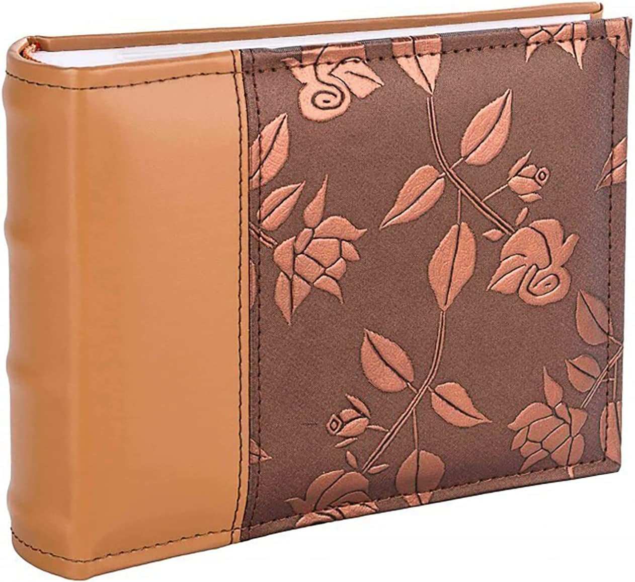 Nature Inspired 6x4 Photo Album - Sturdy & Long Lasting Fotoalbum with 100 Slip in Picture Pockets | Book Bound & Extra Space for Notes | Gift for Family & Friends (Beige Rose, x1)