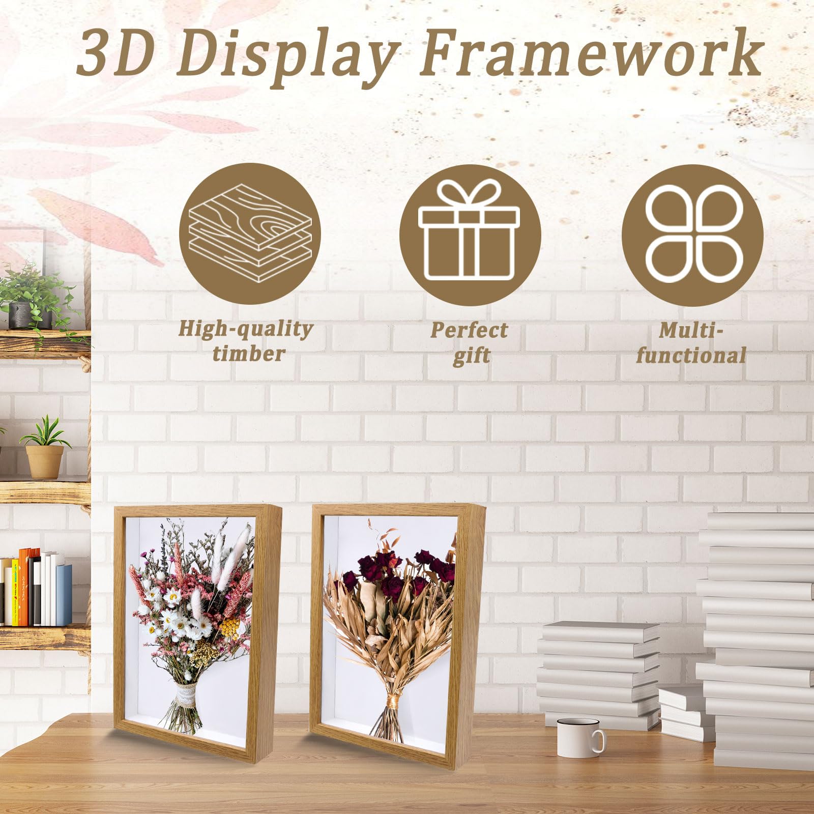 Cadre Profond avec Vitre pour Objet 3d A4 Cadres Photo Profond À Remplir Facile À Réaliser soi Même Cadre Fleurs Séchées Pour les Bouquets de Mariage, les Souvenirs, les Décorations Diy