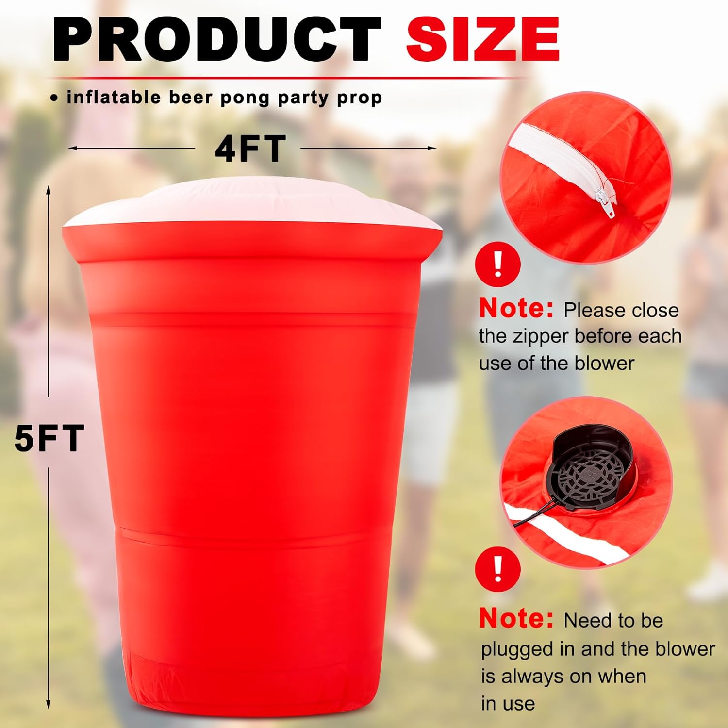 Shappy 5ft Tall Inflatable Red Cup Red Party Cups Giant Inflatable Decorative Blow up Cup with LED Lights Big Beer Cups Party Decorations for BBQ Tailgating College Parties Backyard