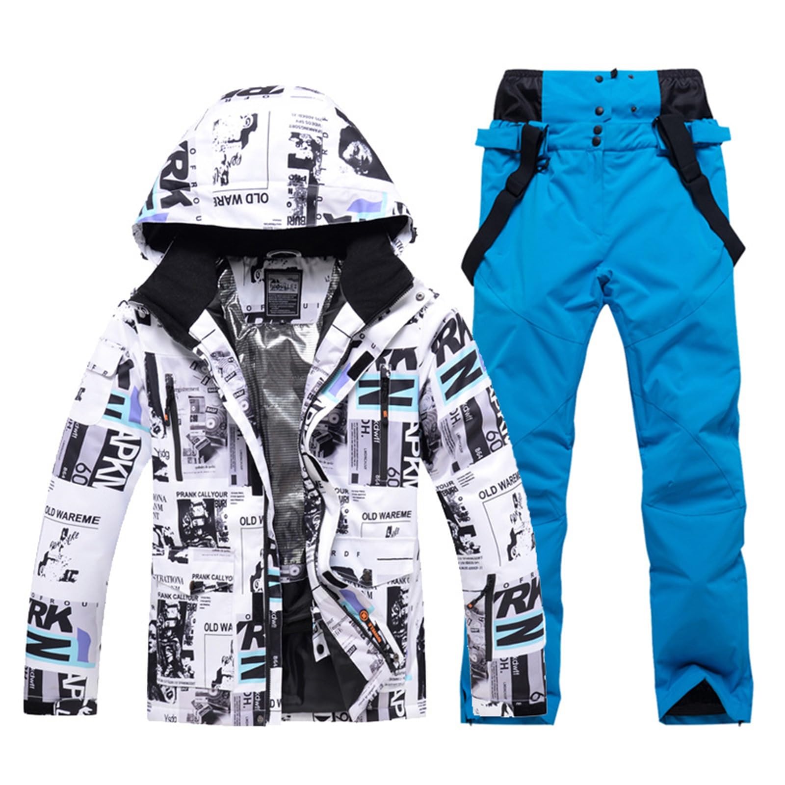 Traje de Esquí Térmico para Hombre Conjunto Chaqueta y Pantalón Impermeable Abrigo Nieve Snowboard