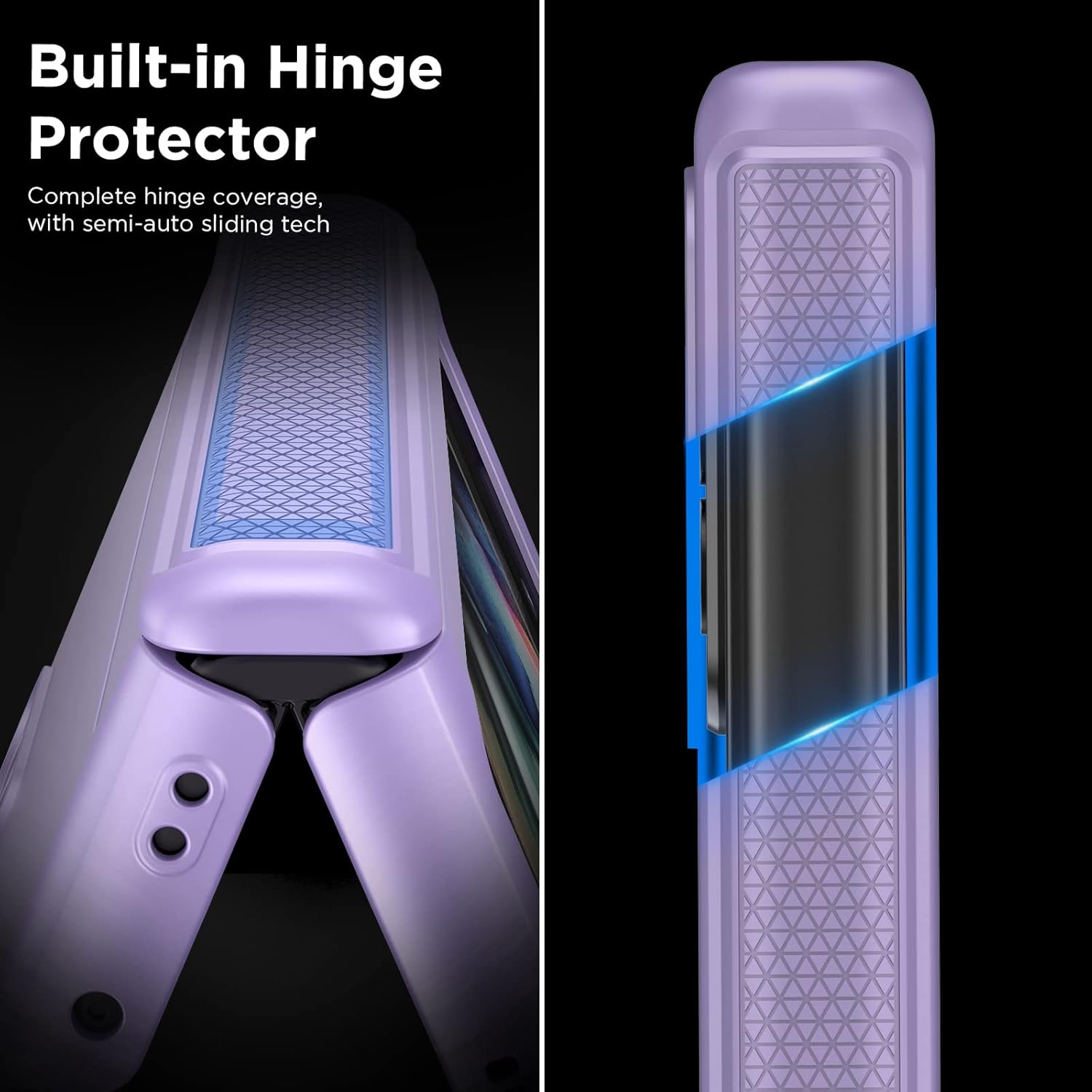 MAKAVO Slim Thin Z Fold 3 Case with Hinge Coverage, Screen Protector, Matte Hard Shockproof Full Body Protection Phone Cover for Samsung Galaxy Z Fold 3 5G (Purple)