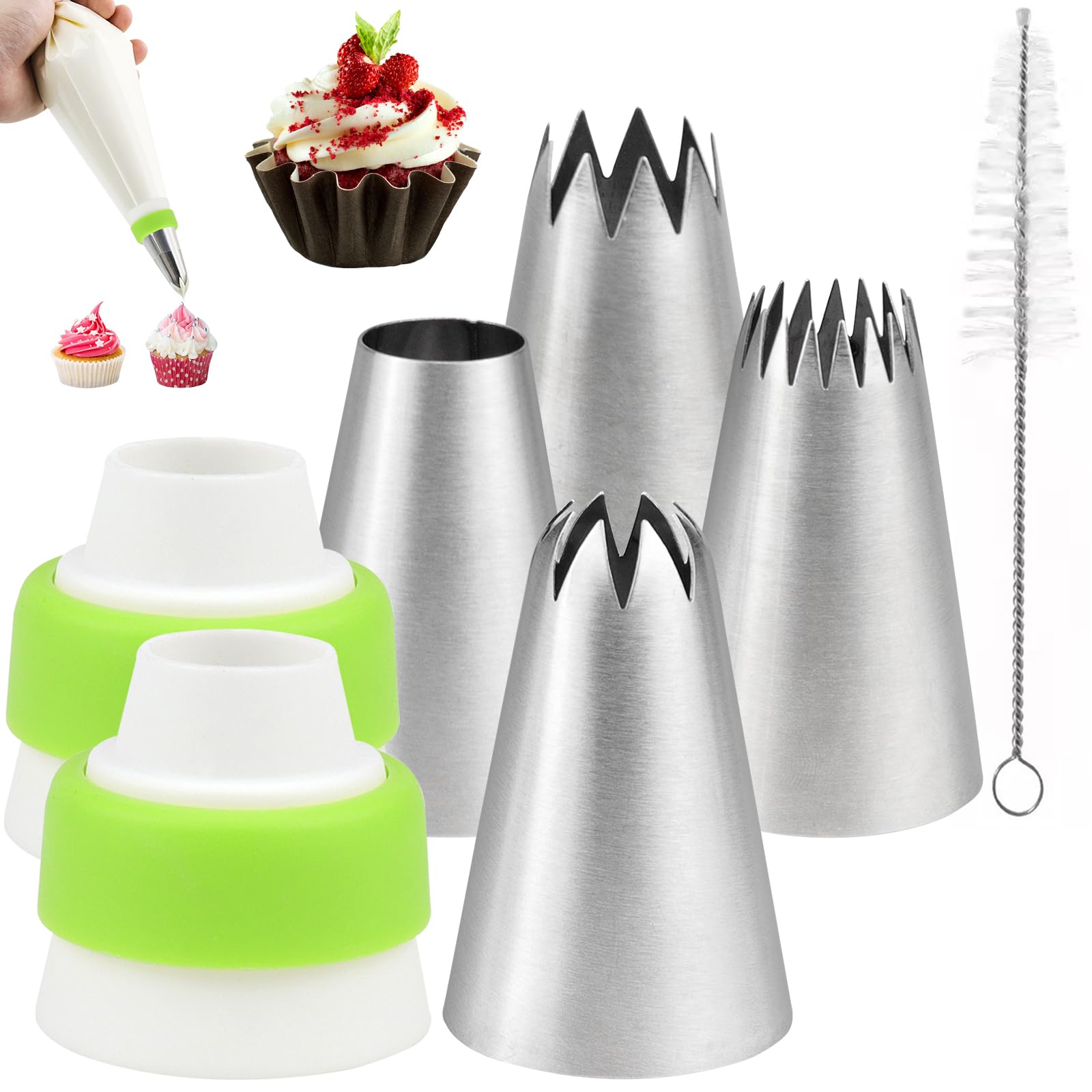 Set 4 Beccucci Per Sac à Poche In Acciaio Inossidabile - Per Decorazione Torte, Cupcakes E Pasticceria - Foto 8