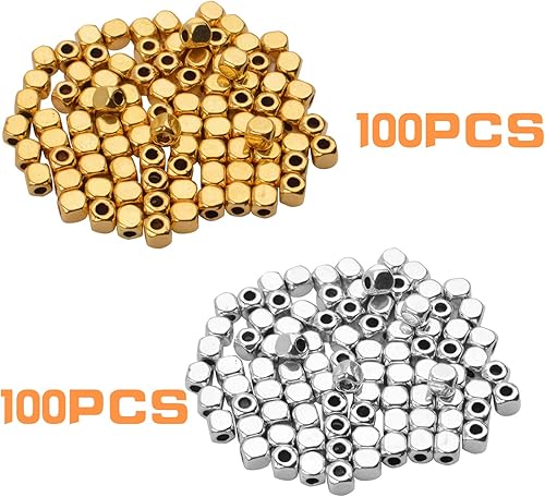 Miniatura 9 de BronaGrand 200 cuentas espaciadoras cuadradas de plata envejecida, cuentas lisas de aleación, cuentas sueltas para pulseras, collares, manualidades,