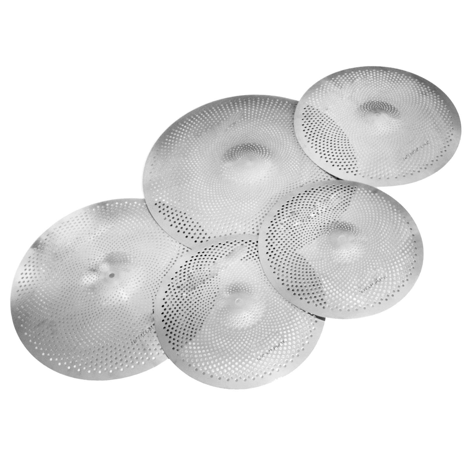 Profesjonalna Talerz Zestaw Talerzy Low Volume 14 Hihats 16/18 Crash 20 Inch Ride 5 Częściowy Zestaw Wyciszający(Silver)