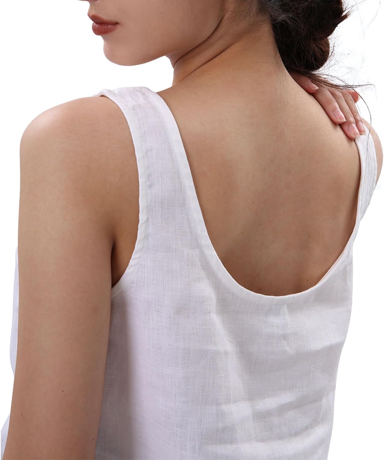 Amazhiyu Women's 100% Linen Tank Tops Summer Casual Sleeveless Scoop Neck Blouse - Image 4