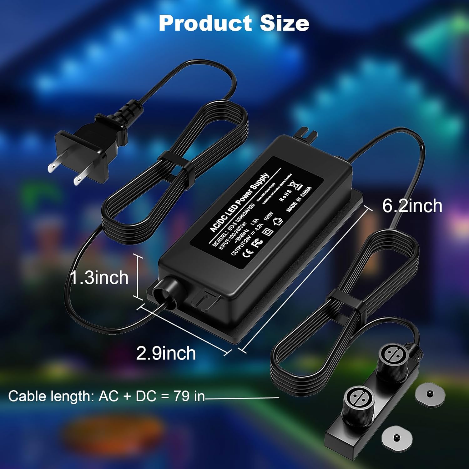 24V 100W Waterproof Power Supply for Philips Hue Outdoor Low Voltage Lights Compatible with Compatible with Philips Hue Lily Spot/XL Spot Power Adapter Cord
