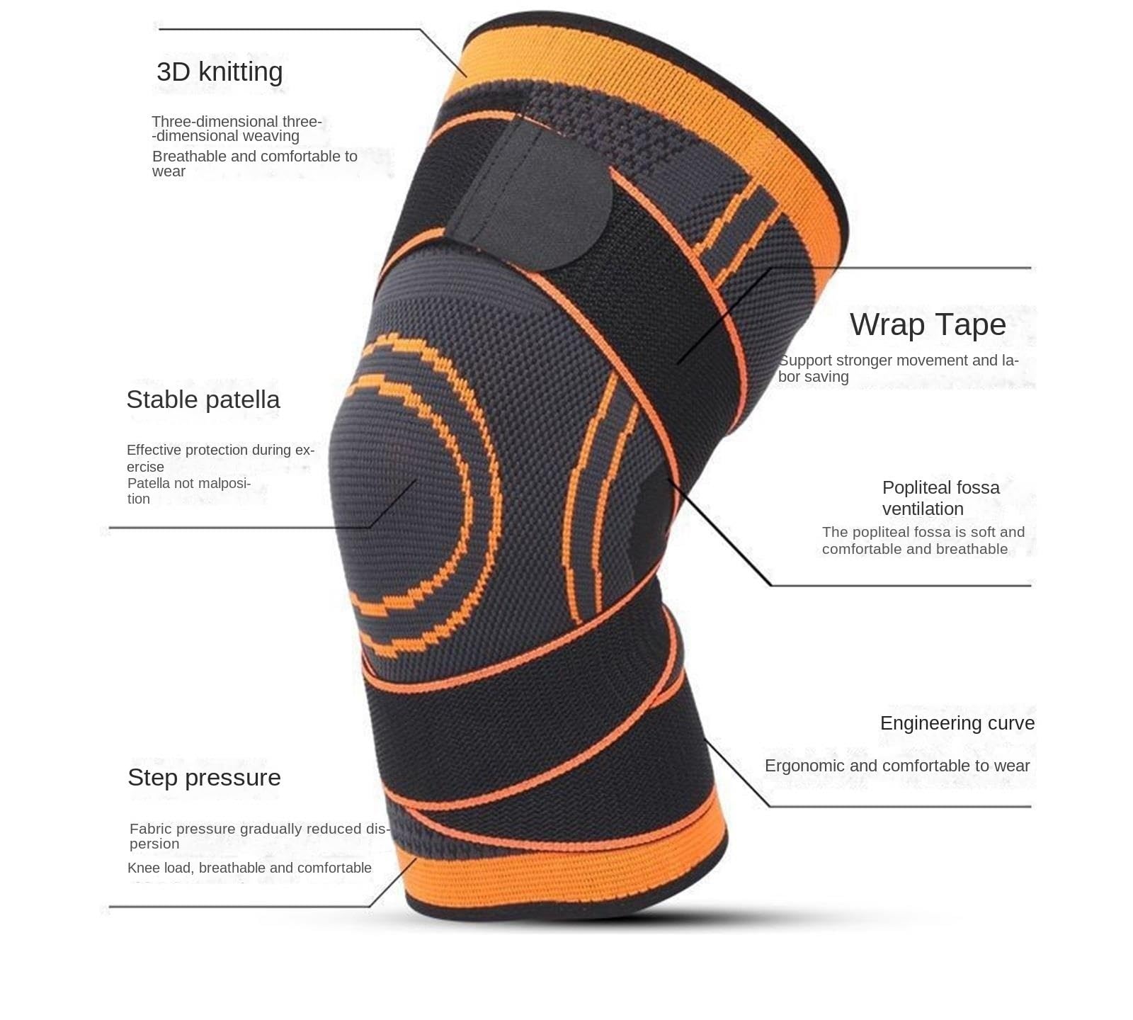 Ginocchiera Sportiva Antiscivolo Un Paio Di Ginocchiere Calde, Elastiche Protettive Traspiranti Adatte For Gli Sport All'aria Aperta Maniche Traspiranti(Oranje,M)