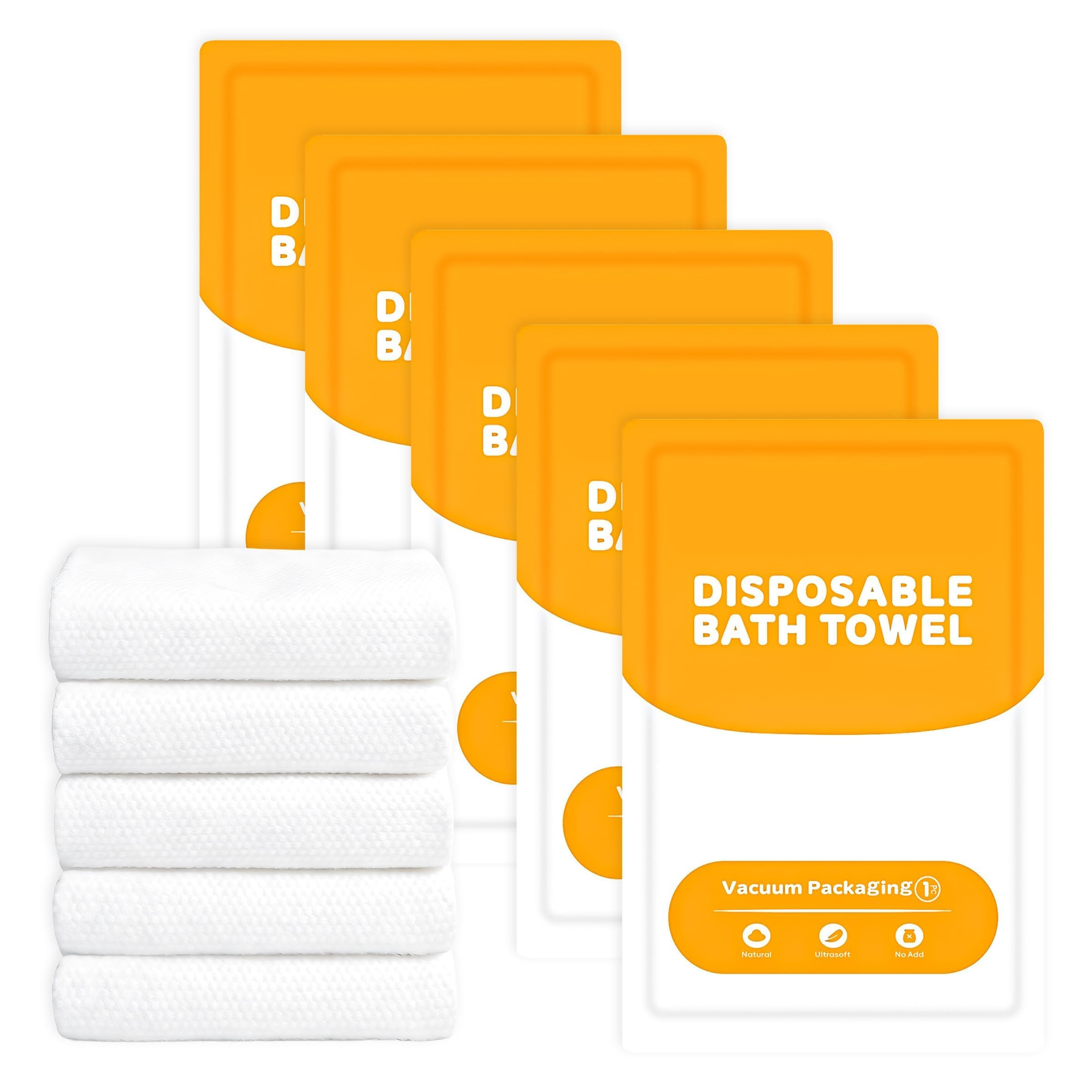 ZHABAYEN 5 Pack Disposable Bath Towels, Large Beach Towels 55''X27.5''