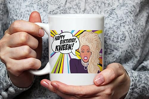 Miniatura 3 de Fonhark - RuPaul's Drag Race, Happy Birthday Kween! Taza de café inspirada, cultura pop de reality TV, taza de café novedosa de 11 onzas, color