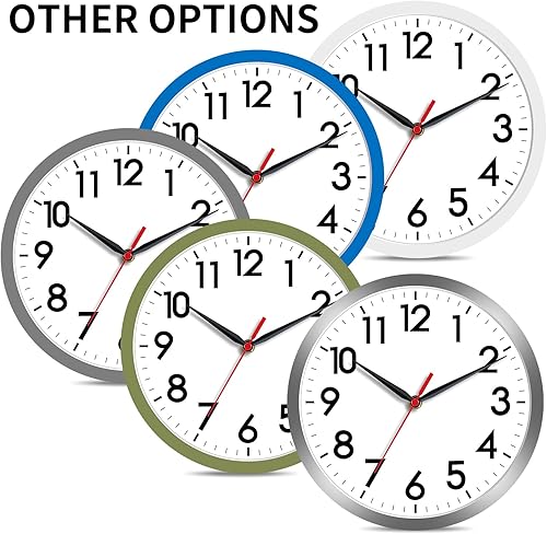 Miniatura 3 de AKCISOT Reloj de pared, moderno reloj de pared pequeño, funciona con pilas, de 8 pulgadas, silencioso, analógico, clásico, para oficina, hogar,