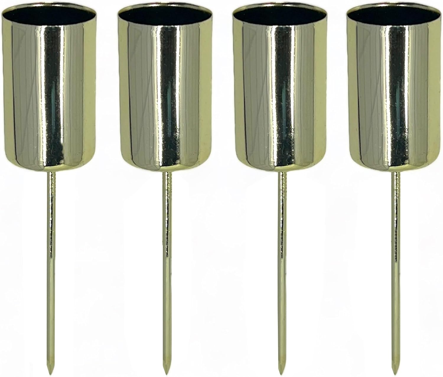 MIJOMA Pack of 4 Stylish Advent Candle Holders with Metal Pin - Taper Candle Holders Candle Plugs for the Perfect Advent Wreath and Advent Arrangement for Christmas (Gold, Diameter 2.5 cm - 9 cm)