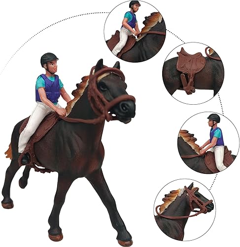 Miniatura 6 de Juguetes de juego de establo para caballos con área de lavado de caballos y figuras de juguete de cerca, juego de 31 piezas de caballo, establo de