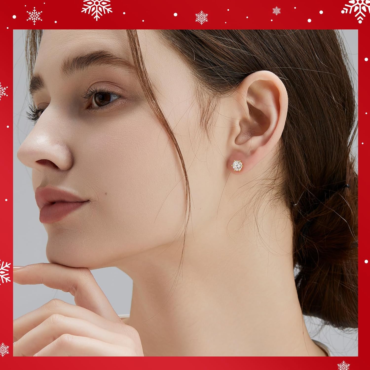 KRKC 0.6-3ct Moissanite Stud Earrings, Lab Created Diamond Stud Earring for Women, D Color VVS1 Clarity, S925 Sterling Silver, Hypoallergenic,14K White Gold, Friction Back Earrings Jewelry Gifts for Women Men - Image 3