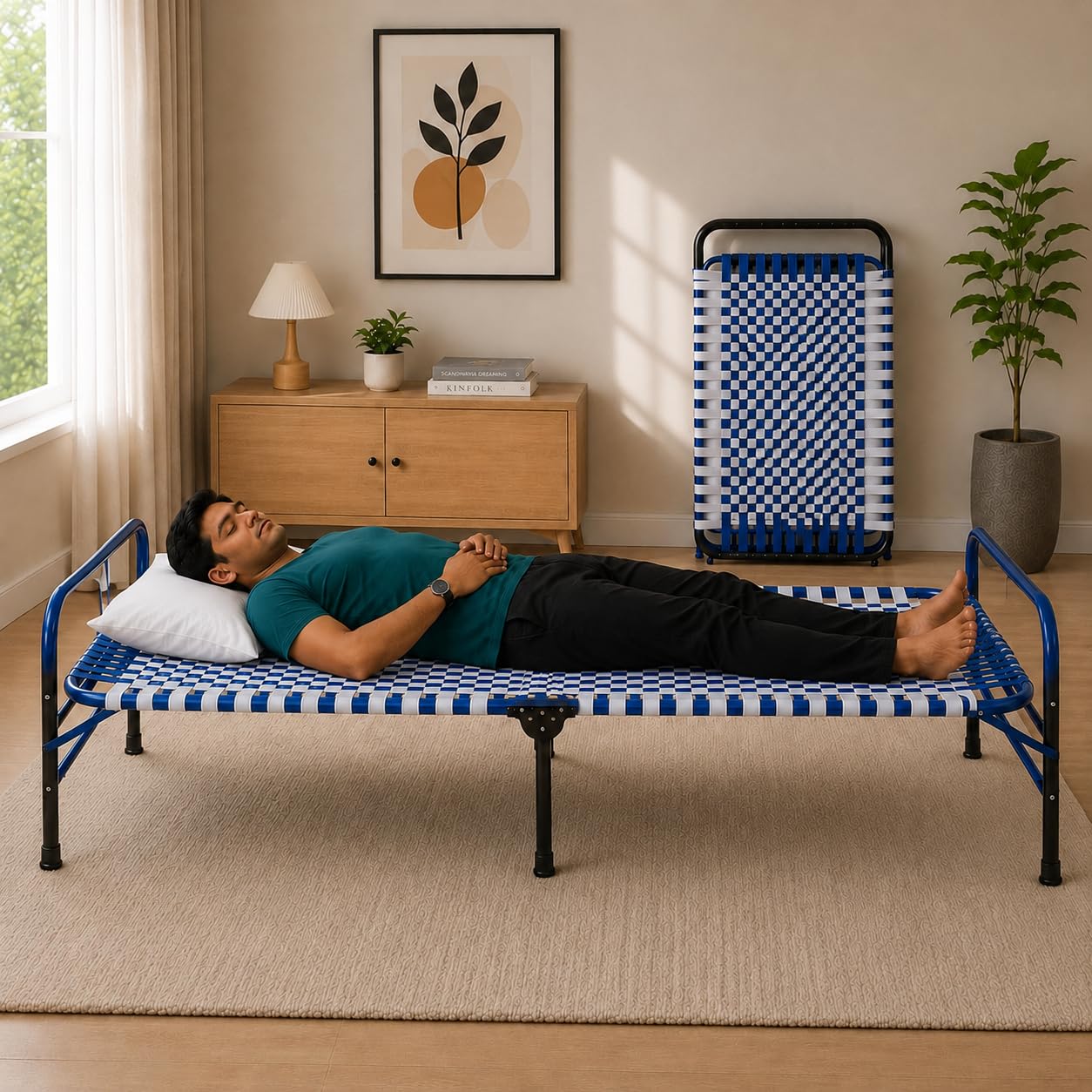 ZEPOMART Foldable Single Bed 3x6 Feet for Adults | Portable Folding Cot | Heavy Duty Metal Charpai Khatiya Khat Khatla Khatlo | Space Saving Guest Bed for Home, Hostel, PG, Camping & Travel (Assorted)-image-31