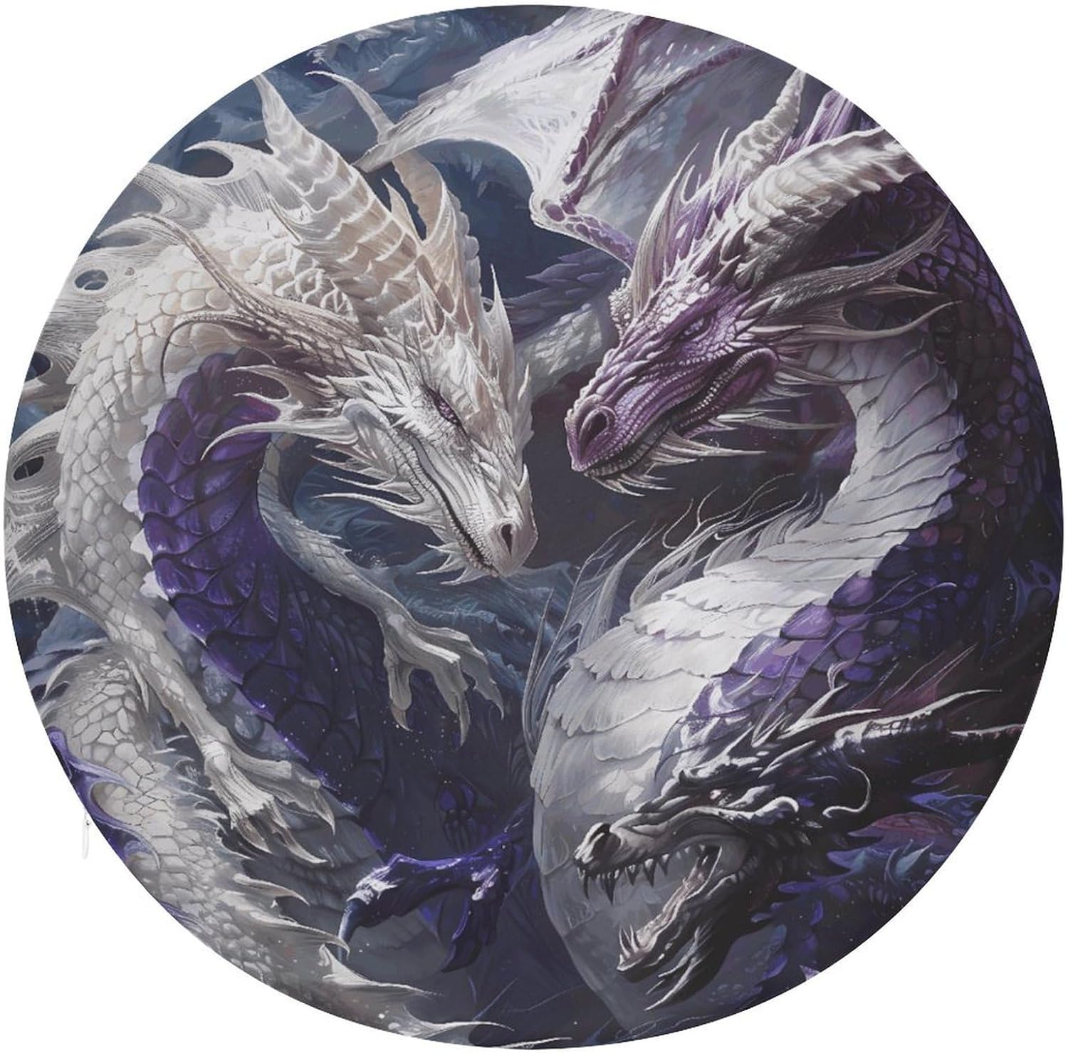 Purple and White Dragons Chair Cushions Floor Pillow Chair Pad