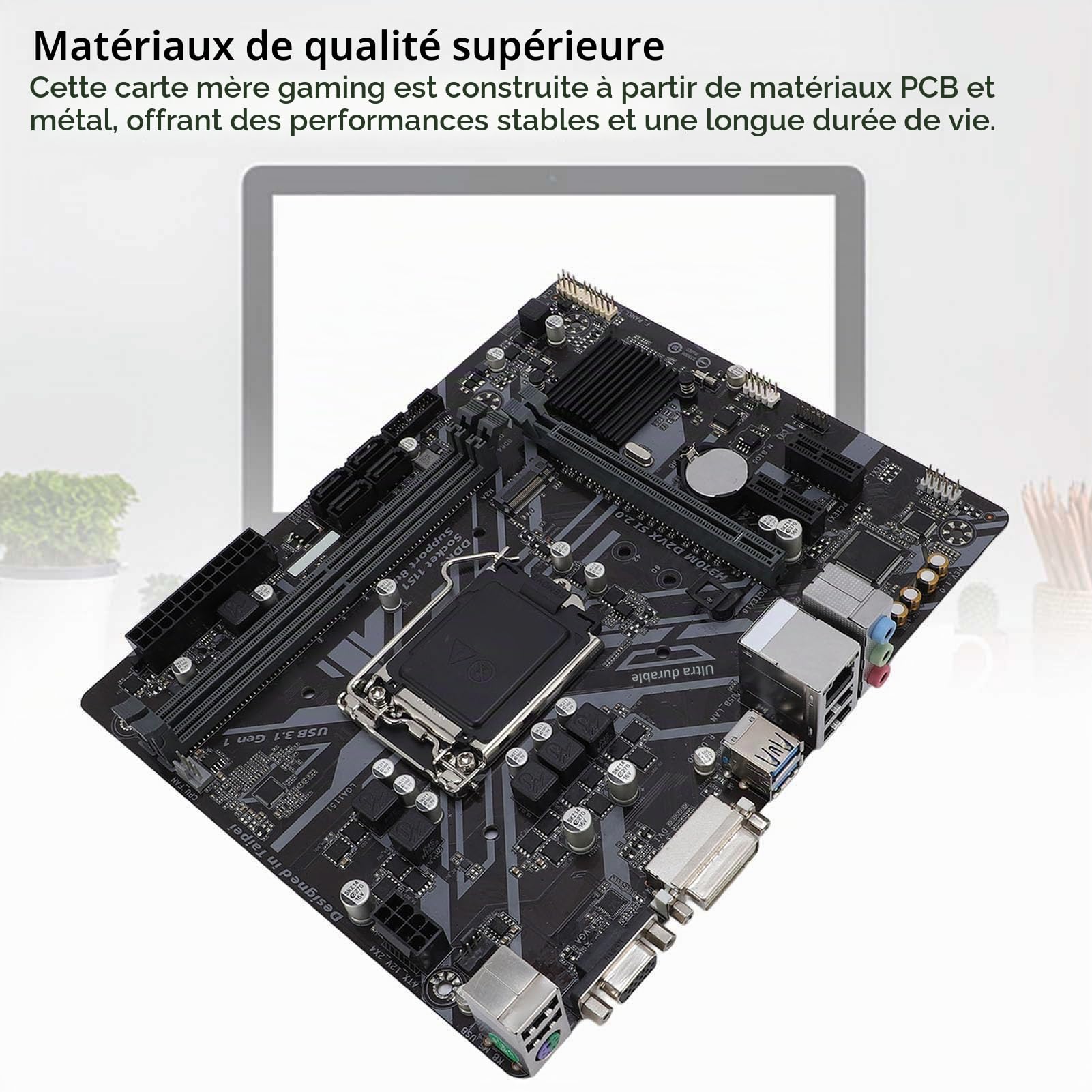 H310M-D2VX-SI 2.0 Motherboard M-ATX, LGA 1151, 2 Canaux DDR4, M.2, SATA III, DVI & VGA Sorties, PCI-E 3.0 pour 8e Génération I7 / I5 / I3 CPUs CPUs Core