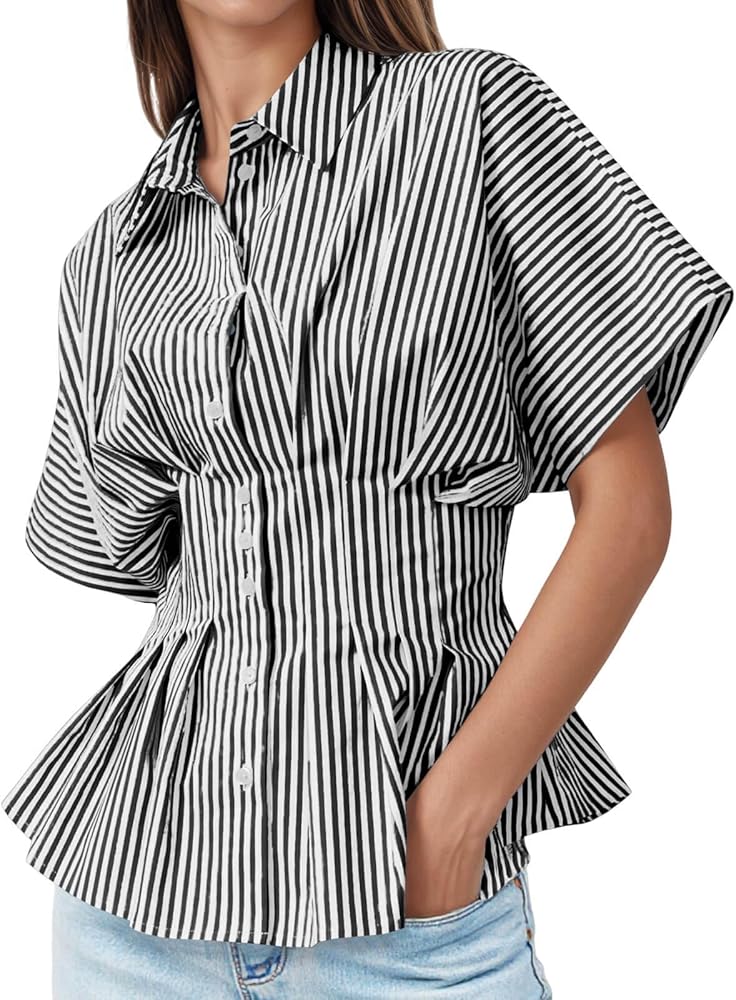 peplum dress shirt Chambray Peplum Button Front Shirt