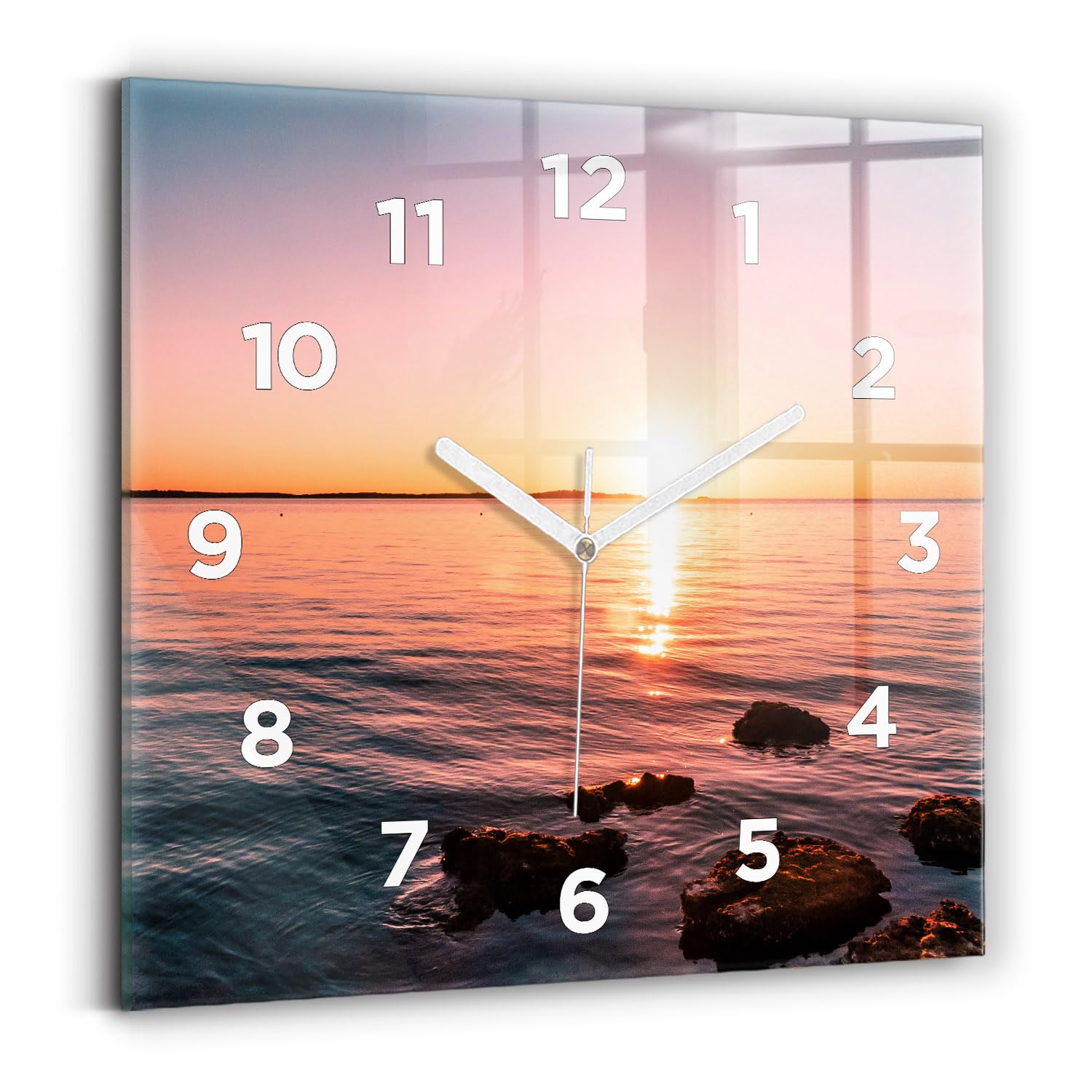 Horloge carrée silencieuse Wallfluent 30x30 cm avec affichage analogique numérique