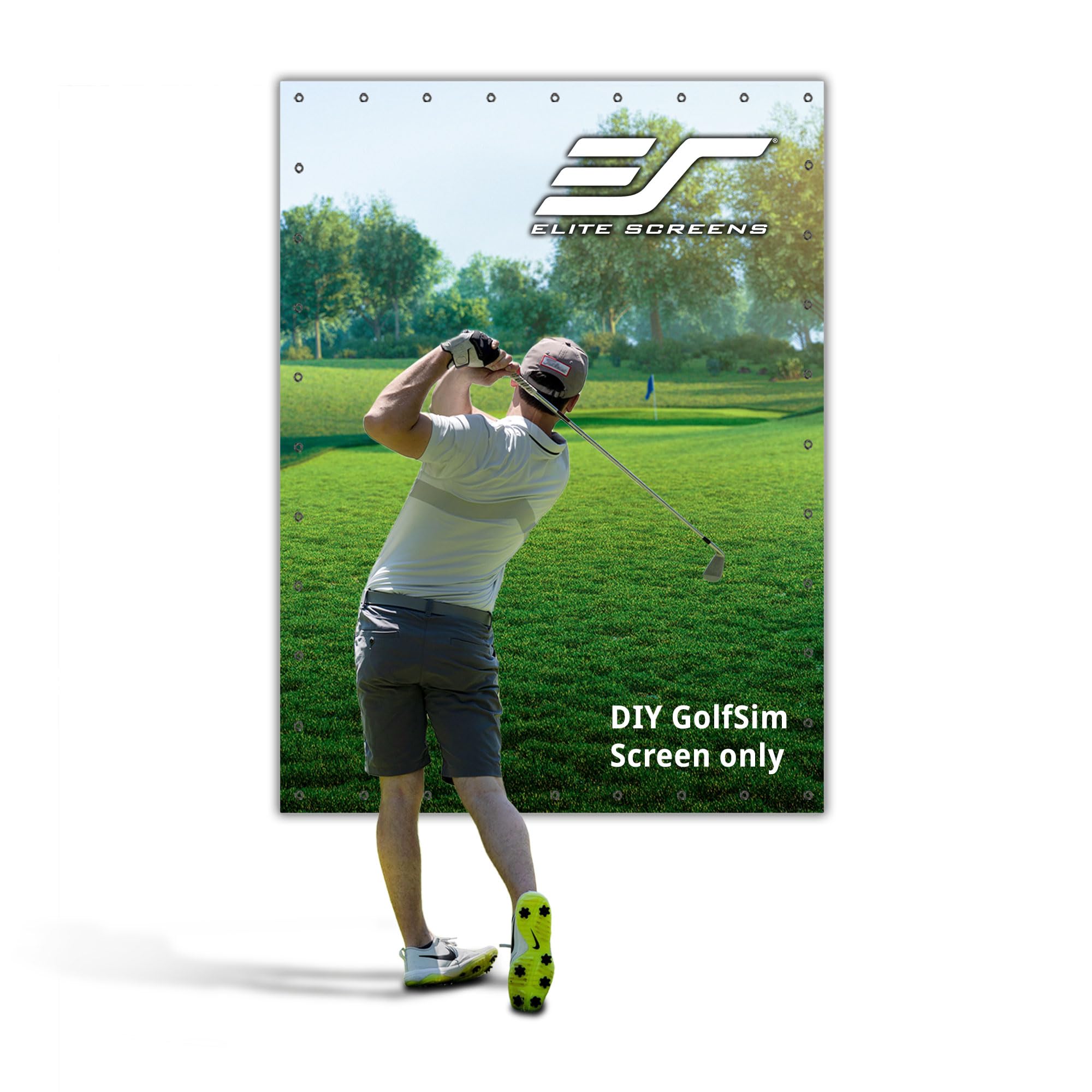 Elite Screens GolfSim DIY 10'x8' Golf Simulator Impact Screen – Indoor Golf Hitting Screen with Grommets, Multi-Sport Ready, Folded Packing for Home Training (DIY10X8-IPW1145-F)