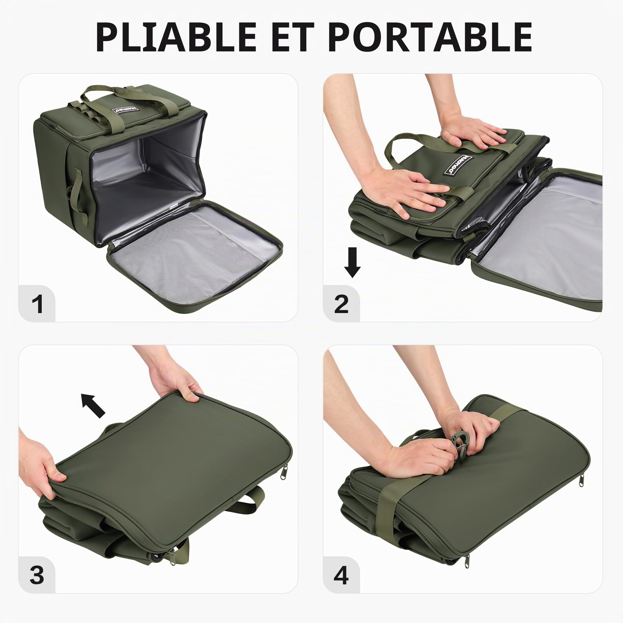 Hulongo Glaciere Grand Pliable Glacière Souple Isotherme Etanche Sac Pique Nique pour Courses, Camping, Randonnée et Voyage