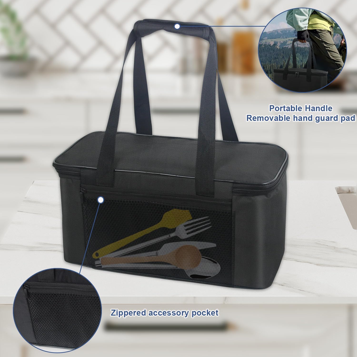 4 Slice Toaster Carry Bag, 4 Slices Toaster Cover with Aluminum Foil Lining and Base, Compatible with Most 4-slice Toaster, Portable Outdoor Travel 4 Slice Toaster Carrying Bag