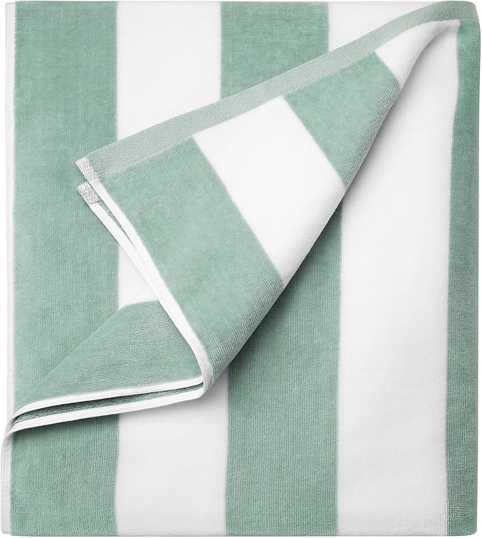 LULUHOME Large Oversized Beach Towel - Big Cotton 36 x 70 Inch Striped Pool Towel, Large Cabana Soft Swimming Towel for Adult Men Women,Teal