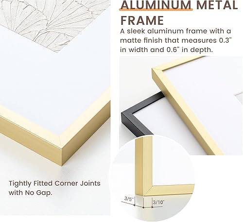 Miniatura 121 de Fun Memories Portarretratos de metal de 16 x 20 pulgadas con paspartú de 11 x 14 pulgadas, acabado de aluminio cepillado, parte delantera de vidrio