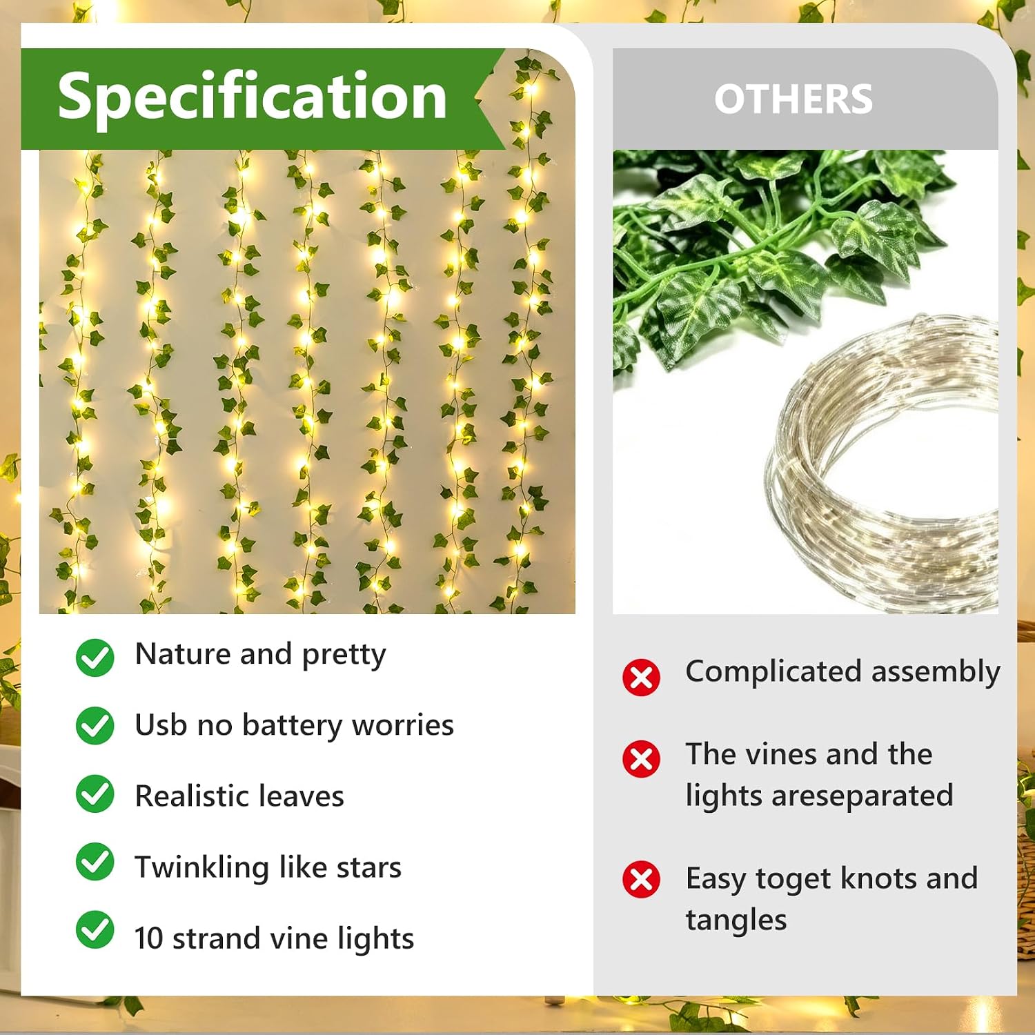 9.8Ft x 6.5Ft 200LED Vines Fairy Lights with Remote,Artificial Plant Fake Ivy Curtain String Light For Home Bedroom Living Room wall Wedding Christmas Party Office Coffee Farmhouse Dorm outdoor Decor