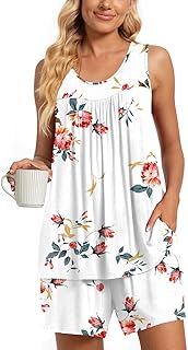 2 Piece Women's Sleeveless Pajama Sets, Lounge Sleepwear Ladies Pjs Sets with Pockets