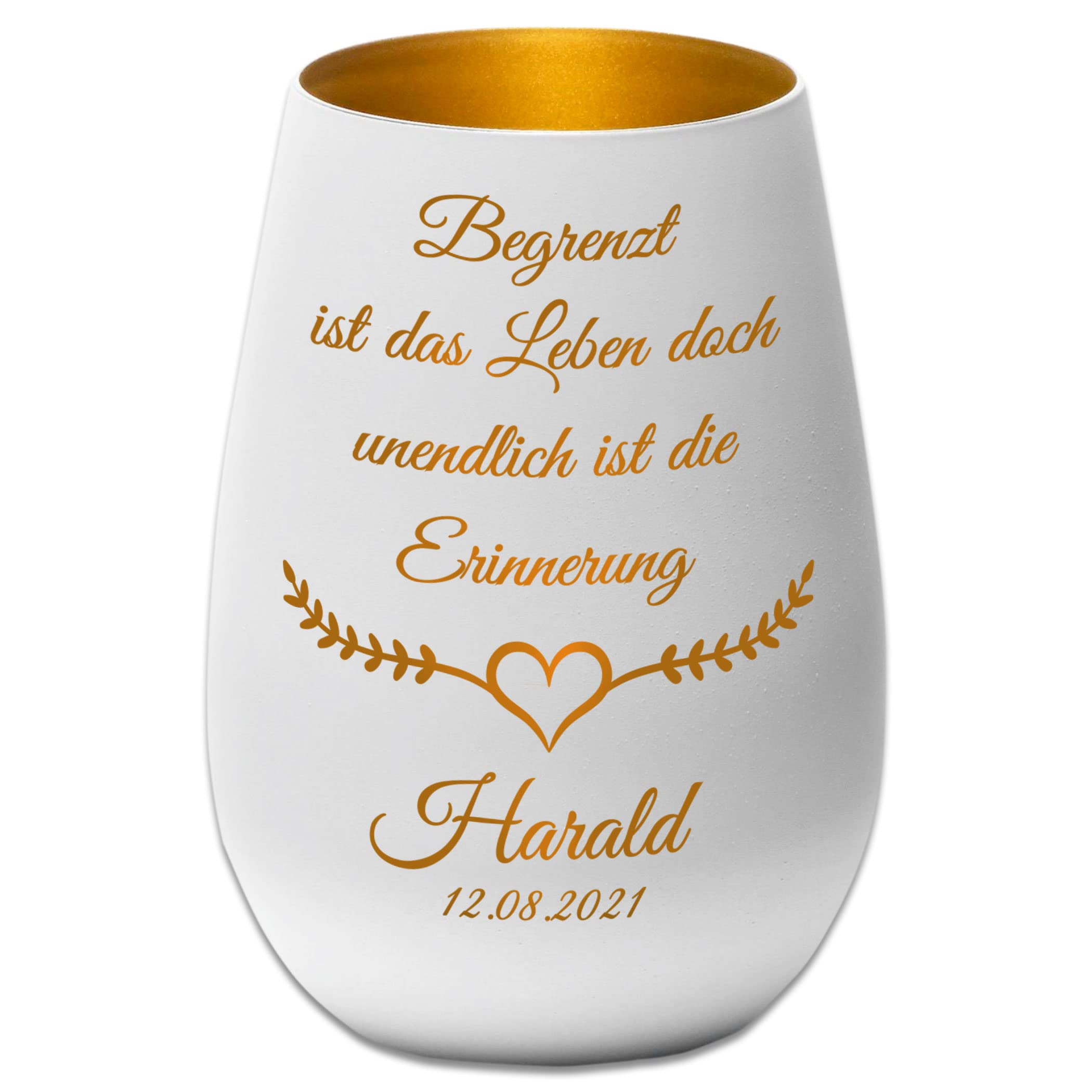 Luce Commemorativa Personalizzata Con Mani In Preghiera E Croce, Portacandela In Vetro Bianco E Argento Per Ricordo Defunti, Regalo Di Lutto Con Incisione Nome E Data