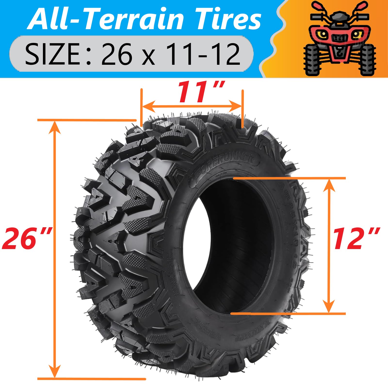 Opony, opony ATV 26x11x12, zestaw 2 opon terenowych ATV/UTV 26x11-12 6PR, bezdętkowe (para 2)