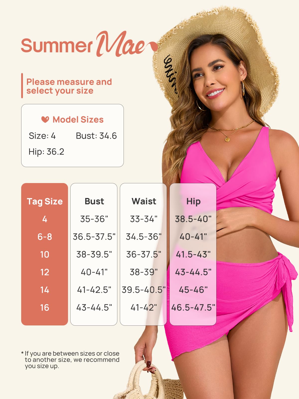 Summer Mae Umstands-Badeanzug, 3-teilig, niedrige Taille, Bikini-Set, überkreuzt, V-Ausschnitt, zum Selbstbinden, Sarong, Schwangerschafts-Bademode