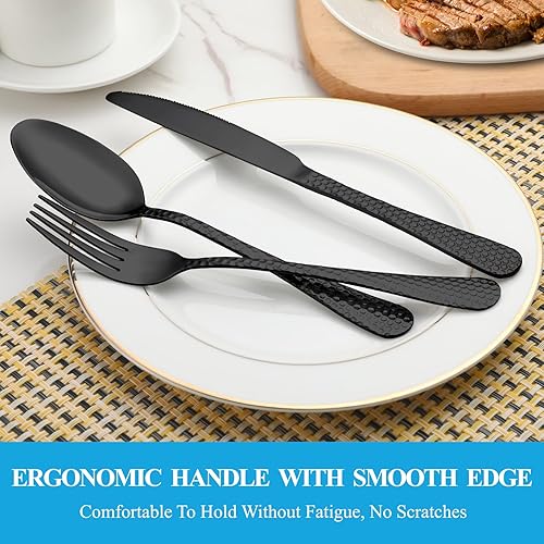 Miniatura 26 de MUTNITT Juego de cubiertos de 30 piezas para 6, juego de cubiertos de acero inoxidable de alta calidad, cubiertos pulidos con espejo