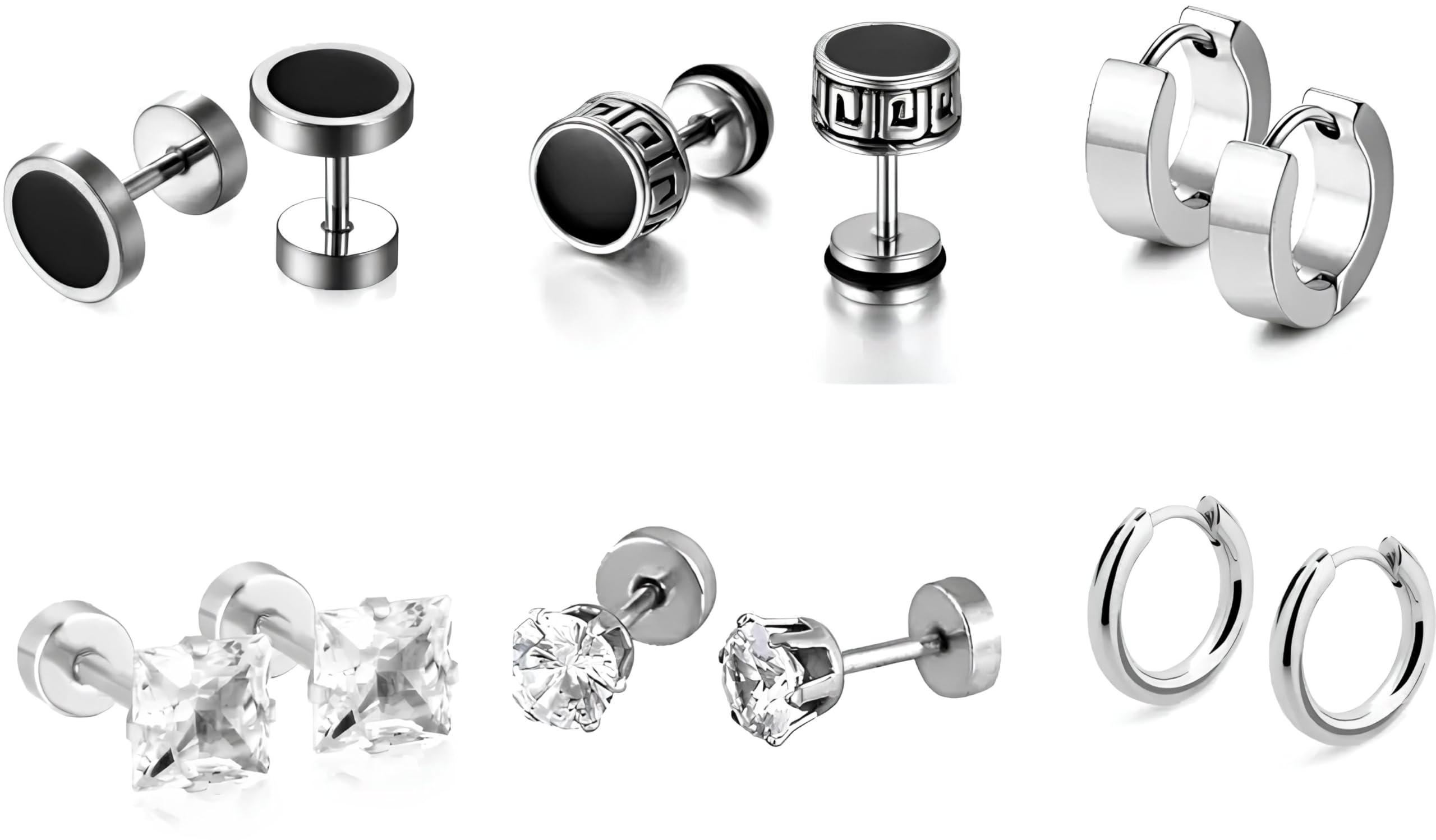 Karishma Kreations Valentine jewellery Stainless Steel Mens Earrings Combo Black Gold Silver Piercing Stud Hoops Multicolor Earing (B0CKLNTJGN) Amazon Price History, Amazon Price Tracker
