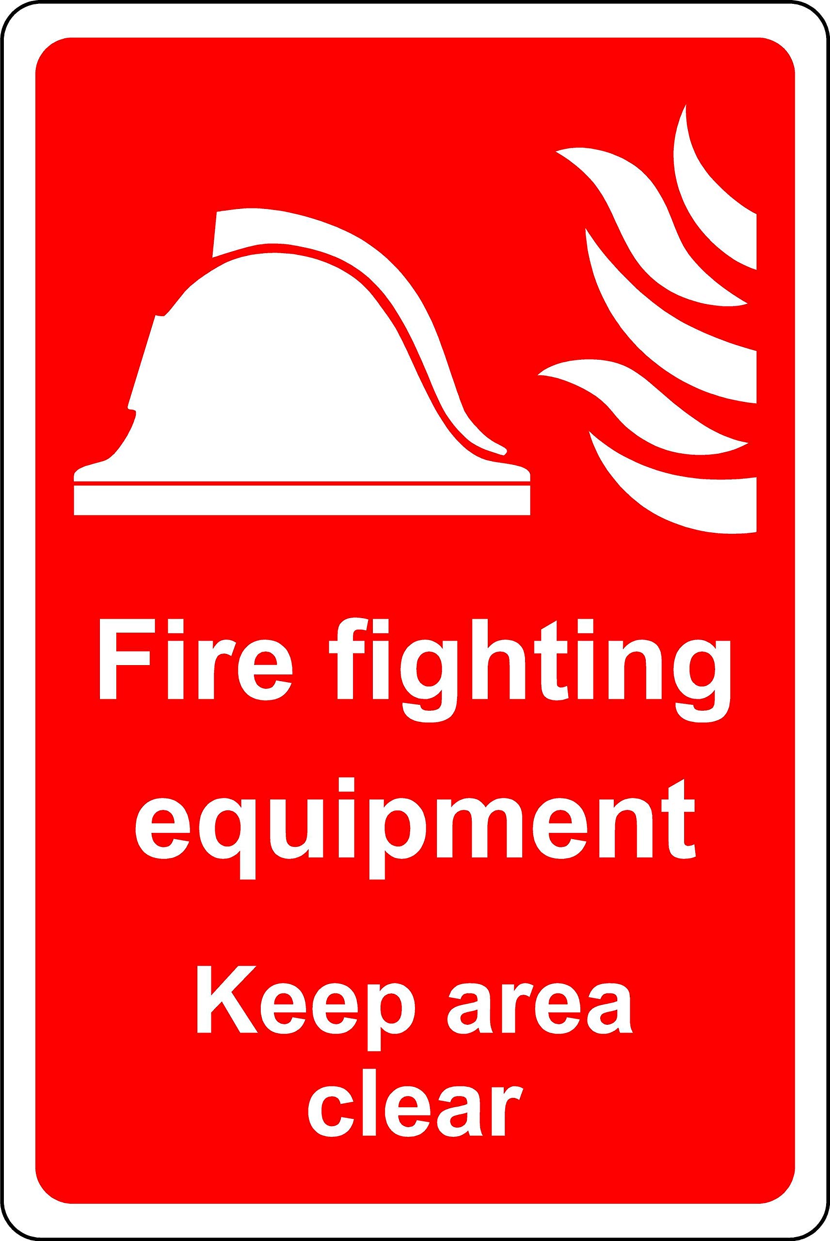 Fire fighting equipment keep area clear Safety sign - 1.2mm Rigid plastic 400mm x 300mm