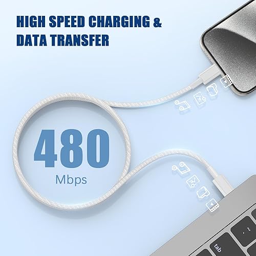 Miniatura 5 de Cable de carga USB C para iPhone 15 de 6 pies, paquete de 2 cables de carga larga tipo C a tipo C para Apple iPhone 15 Plus15 Pro Max, iPad Pro de